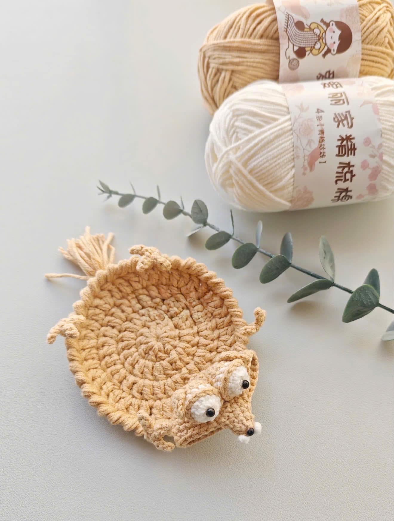Crochet Squirrel Coaster – Cute Animal Mug Rug – Handmade Woodland Cup Mat –Scrat From Ice Age, The Saber-Toothed Squirrel With Pinecone