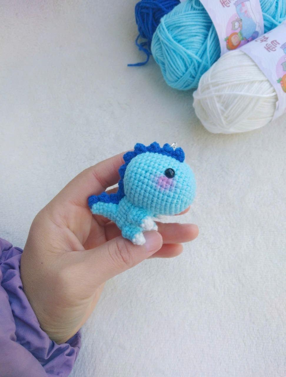Cute Crochet Dinosaur Keychain, Handmade Amigurumi Dino Keyring, Kawaii Mini Dinosaur Plush, Bag Charm, Gift for Dino Lovers