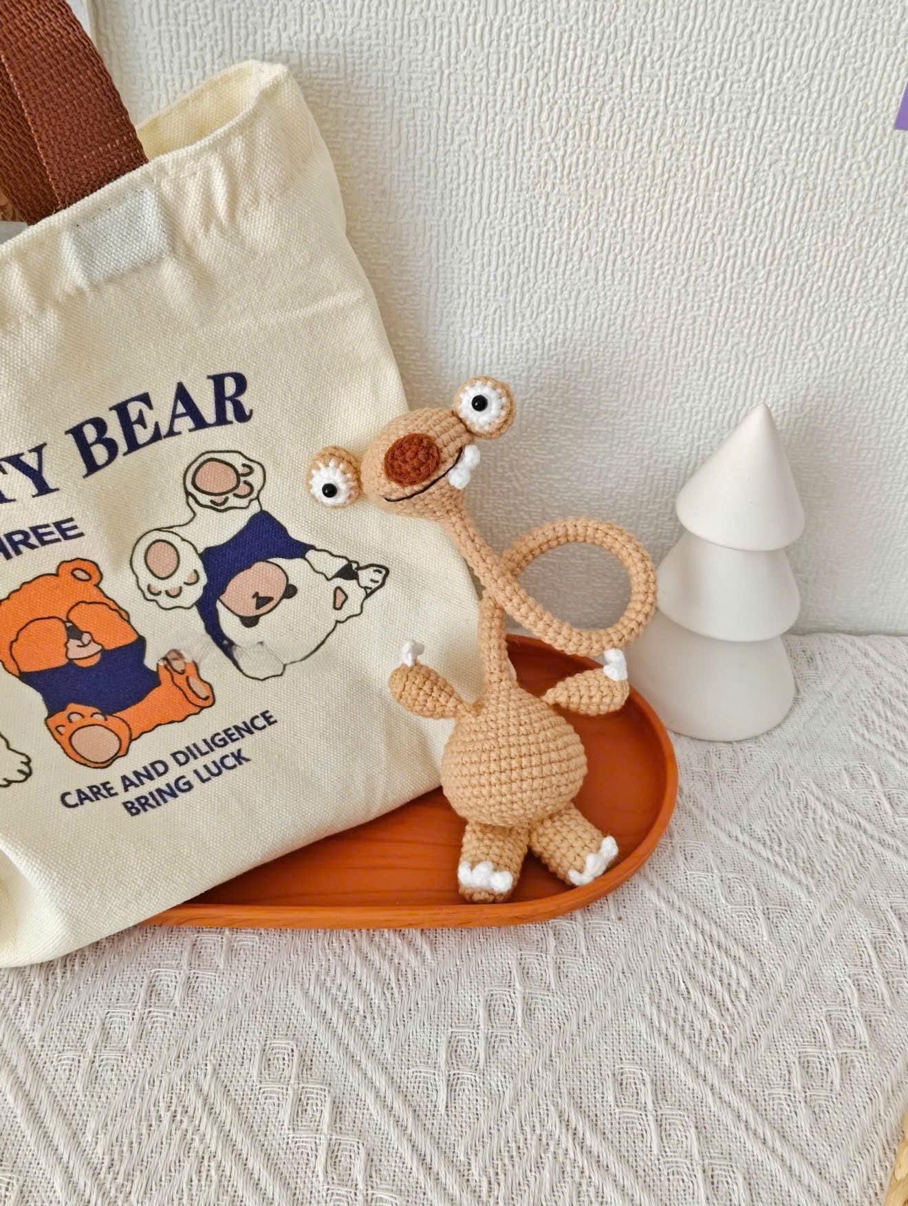 Sid the Sloth Amigurumi, Long Neck Sloth, Ice Age Character Crochet, Gift For Her, Bag Charm, Crochet Sloth, Sid Keychain