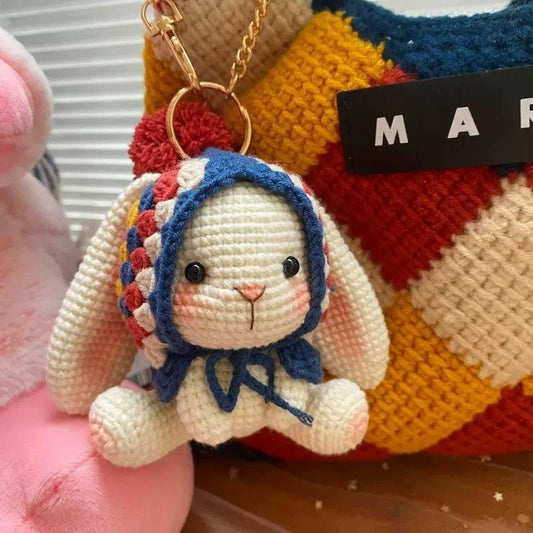 Handmade Crochet Bunny Keychain: Cotton Miffy Bag Charm