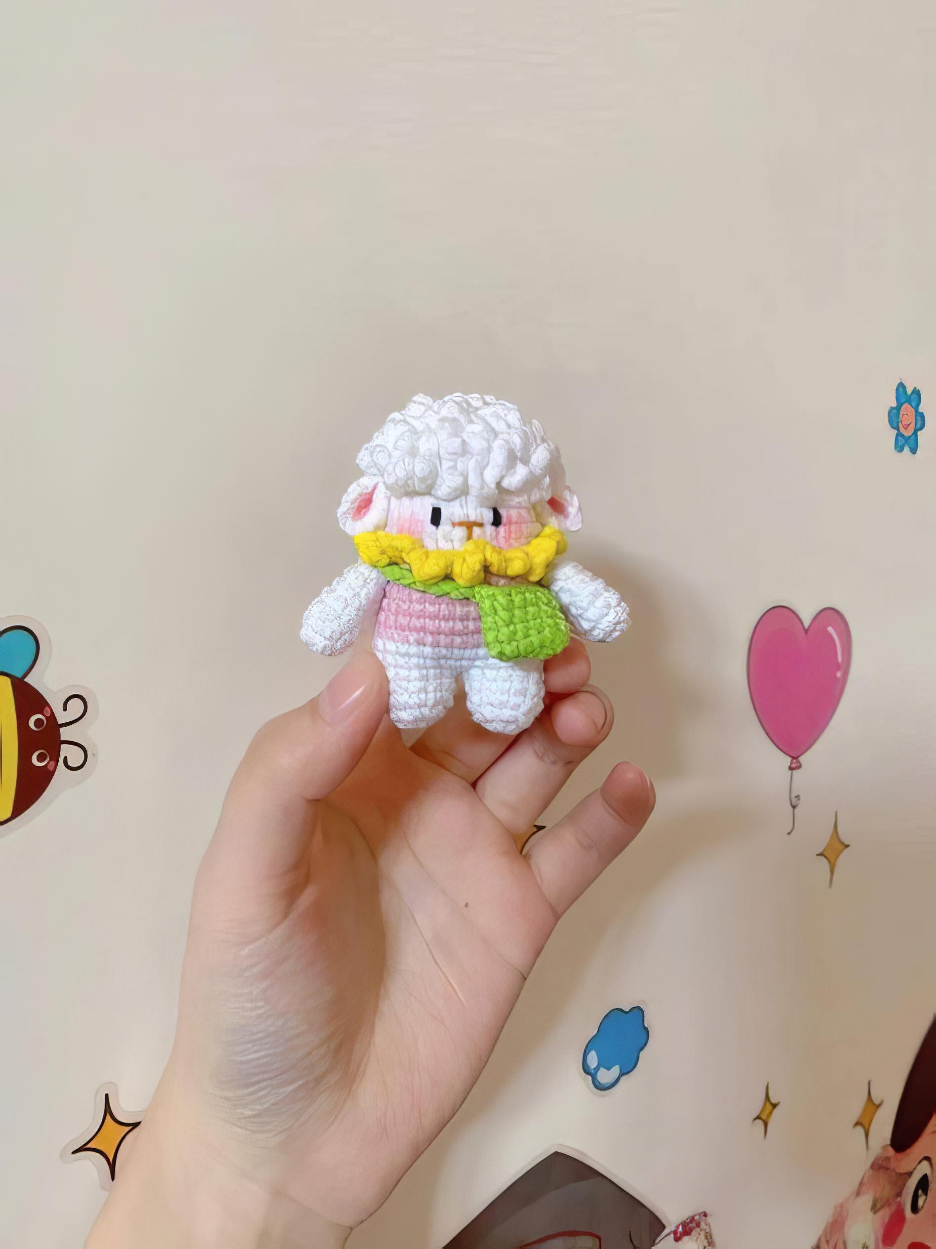 Handmade Crochet Sheep Keychain: Kawaii Amigurumi Bag Charm