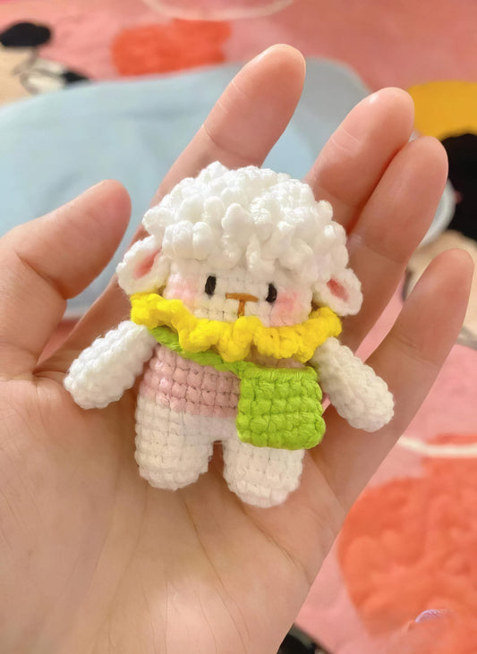Handmade Crochet Sheep Keychain: Kawaii Amigurumi Bag Charm