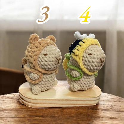 Crochet Capybara Keychain: Handmade Acrylic Plush Toy with Bag