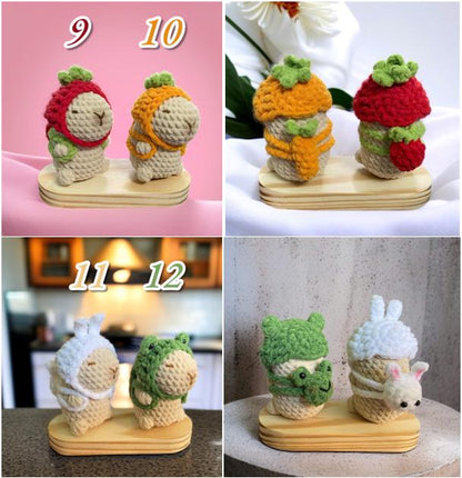 Crochet Capybara Keychain: Handmade Acrylic Plush Toy with Bag