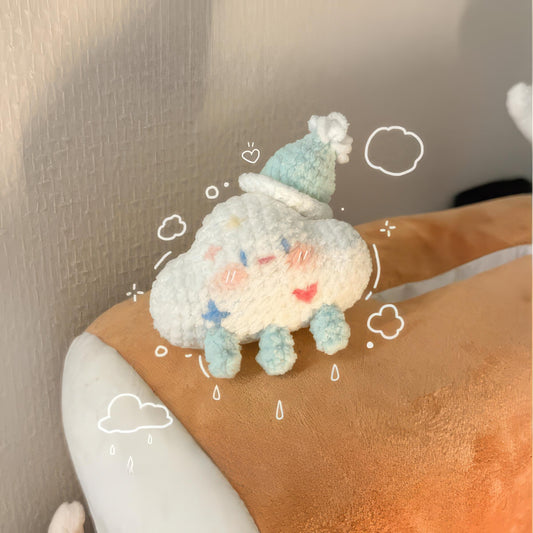 Crochet Cloud Keychain: Handmade Kawaii Plush Bag Charm