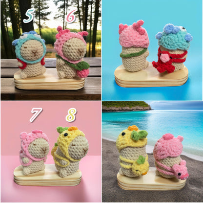 Crochet Capybara Keychain: Handmade Acrylic Plush Toy with Bag