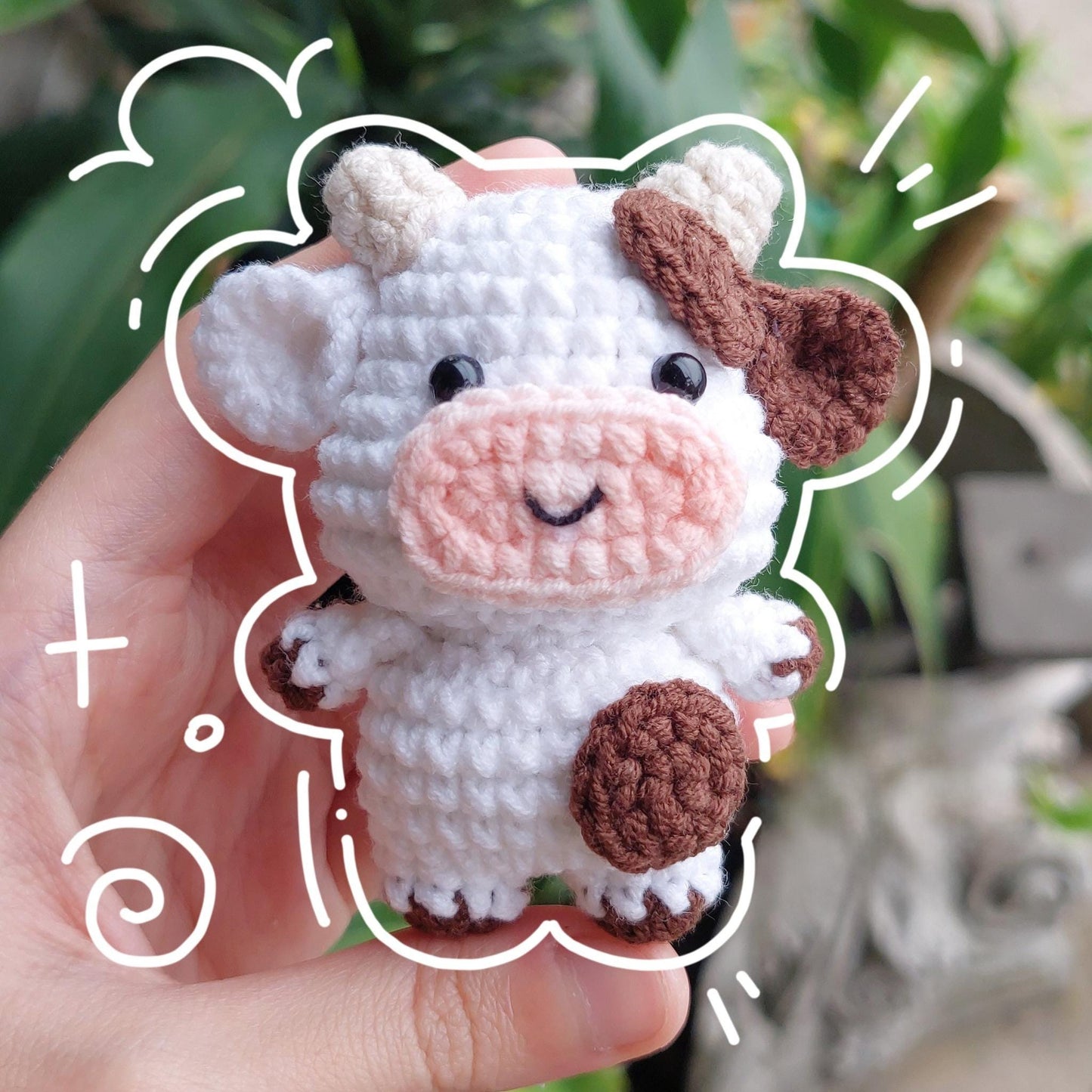 Little Fluffy Cow Plushie, Cute Mini Cow Crochet Plush, Moochi Tiny Cow, Cow Amigurumi, Crochet Bag Charm, Crochet Keychain, Stuffed Animal
