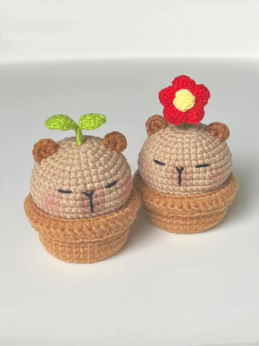 Crochet Capybara with Basket: Handmade Acrylic Plush Toy