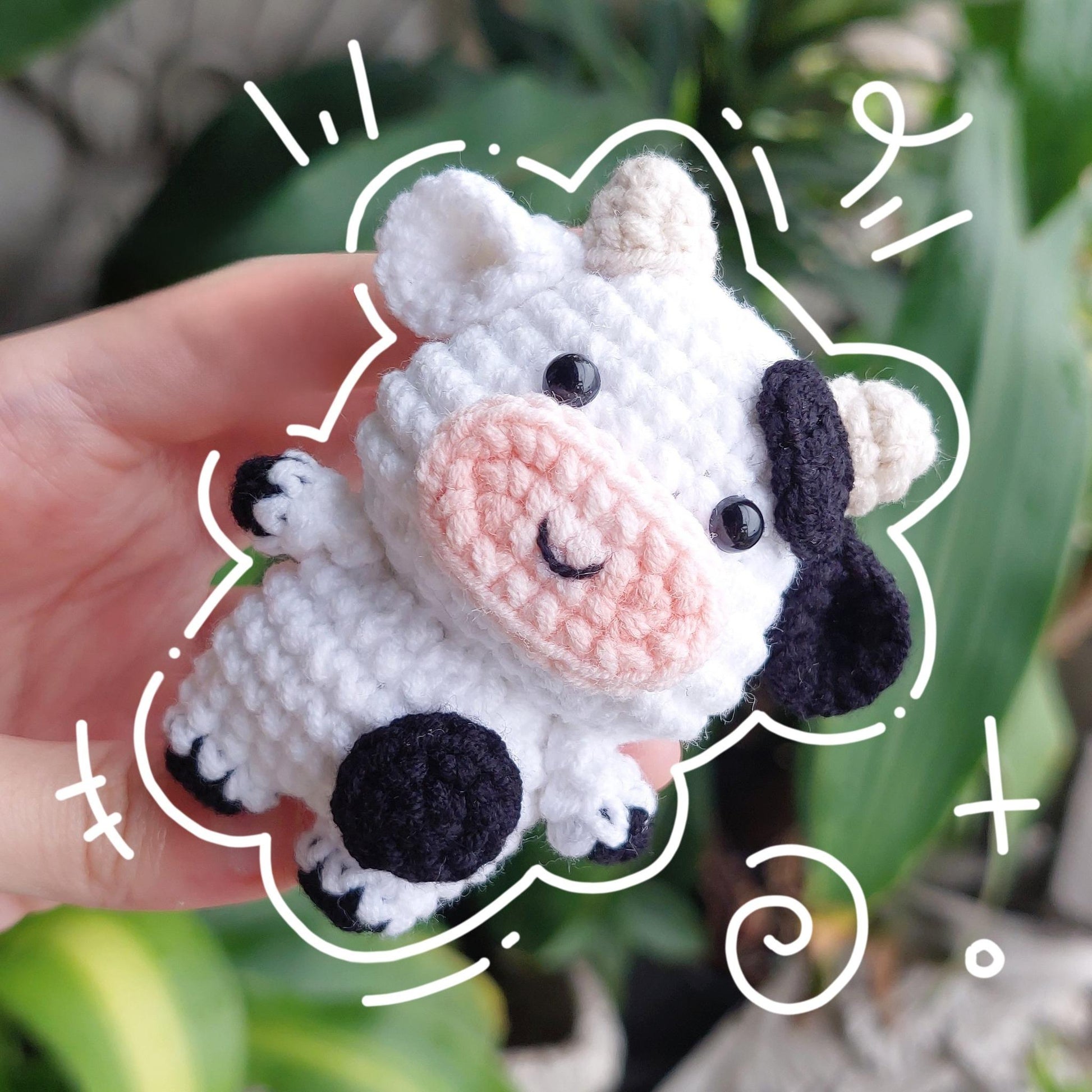 Little Fluffy Cow Plushie, Cute Mini Cow Crochet Plush, Moochi Tiny Cow, Cow Amigurumi, Crochet Bag Charm, Crochet Keychain, Stuffed Animal