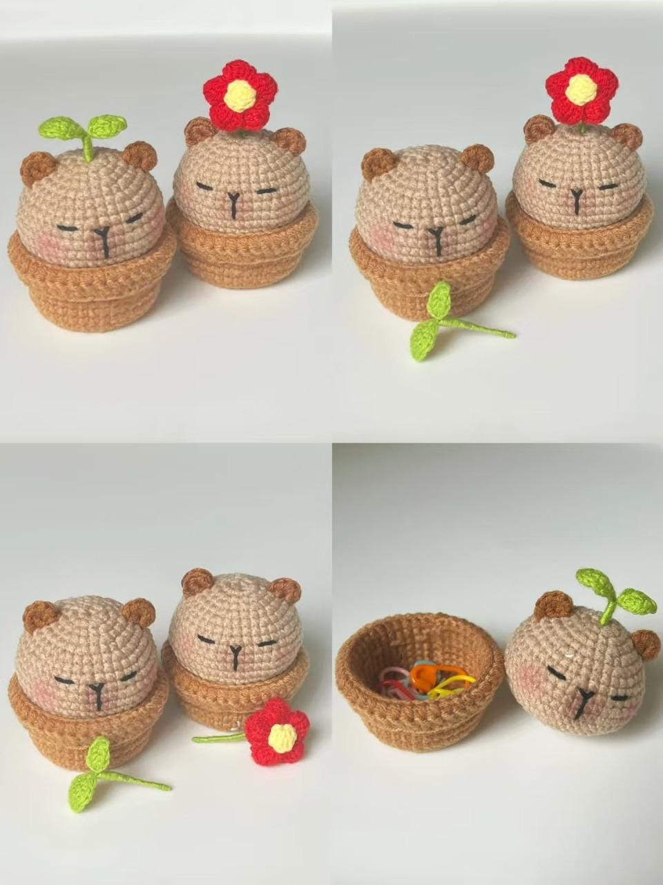 Crochet Capybara with Basket: Handmade Acrylic Plush Toy