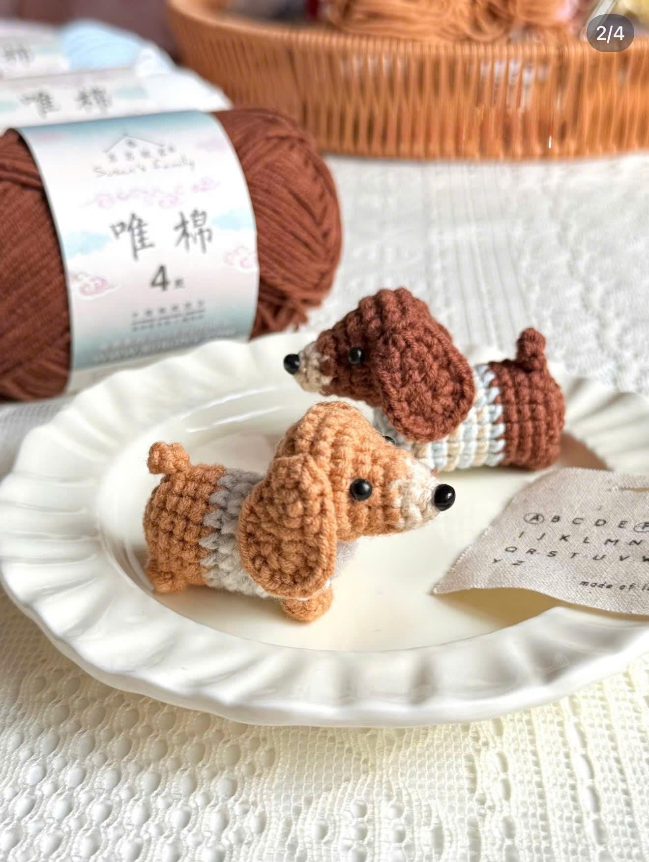 Handmade Crocheted Dachshund, Wiener Dog Keychain – Cute Pet Accessory, Perfect Gift for Dog Lovers, Crochet Keychain, Crochet Dog, Cute Dog