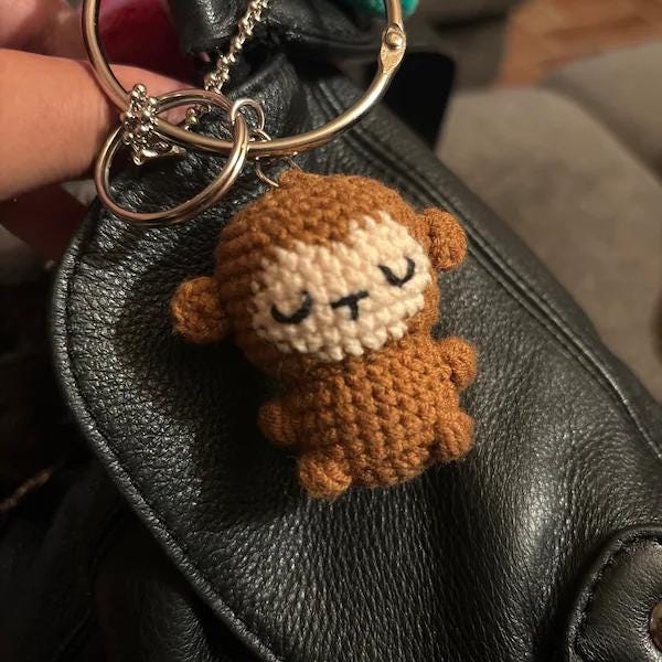 Crochet Monkey With Banana Keychain, Crochet Baby Monkey Keychain,Amigurumi Monkey, Crochet Monkey, Monkey Cute Gifts, Crochet Keychain