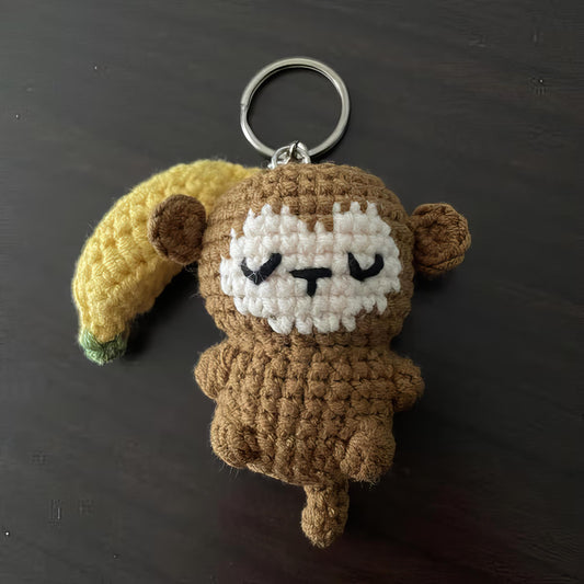 Crochet Monkey With Banana Keychain, Crochet Baby Monkey Keychain,Amigurumi Monkey, Crochet Monkey, Monkey Cute Gifts, Crochet Keychain