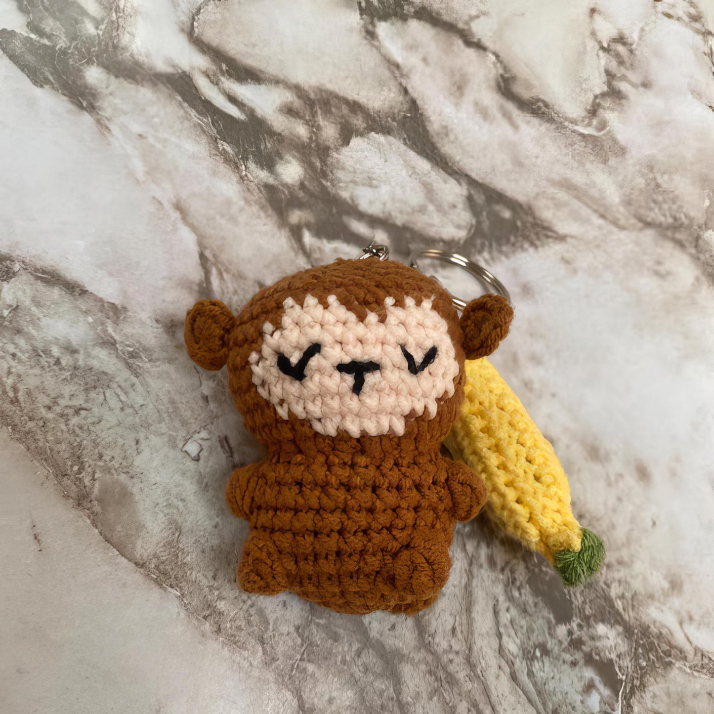 Crochet Monkey With Banana Keychain, Crochet Baby Monkey Keychain,Amigurumi Monkey, Crochet Monkey, Monkey Cute Gifts, Crochet Keychain
