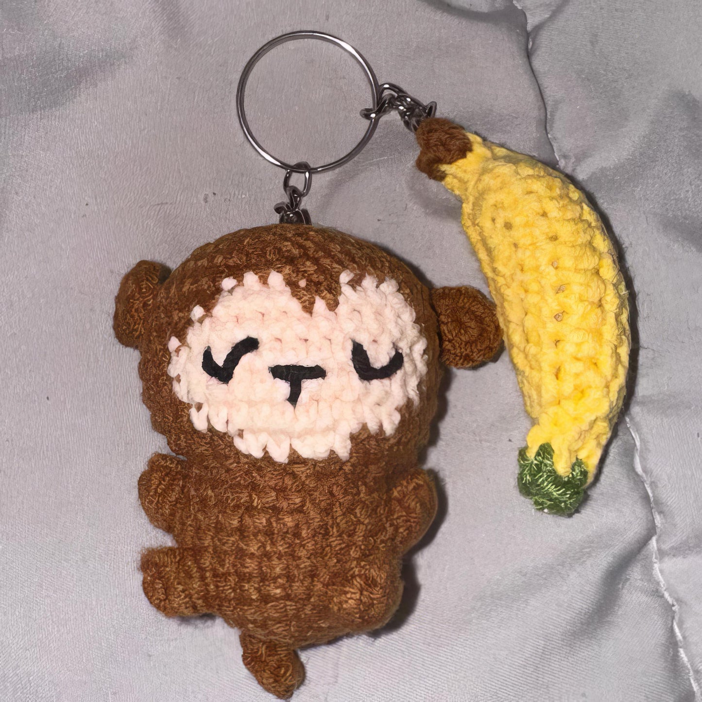 Crochet Monkey With Banana Keychain, Crochet Baby Monkey Keychain,Amigurumi Monkey, Crochet Monkey, Monkey Cute Gifts, Crochet Keychain