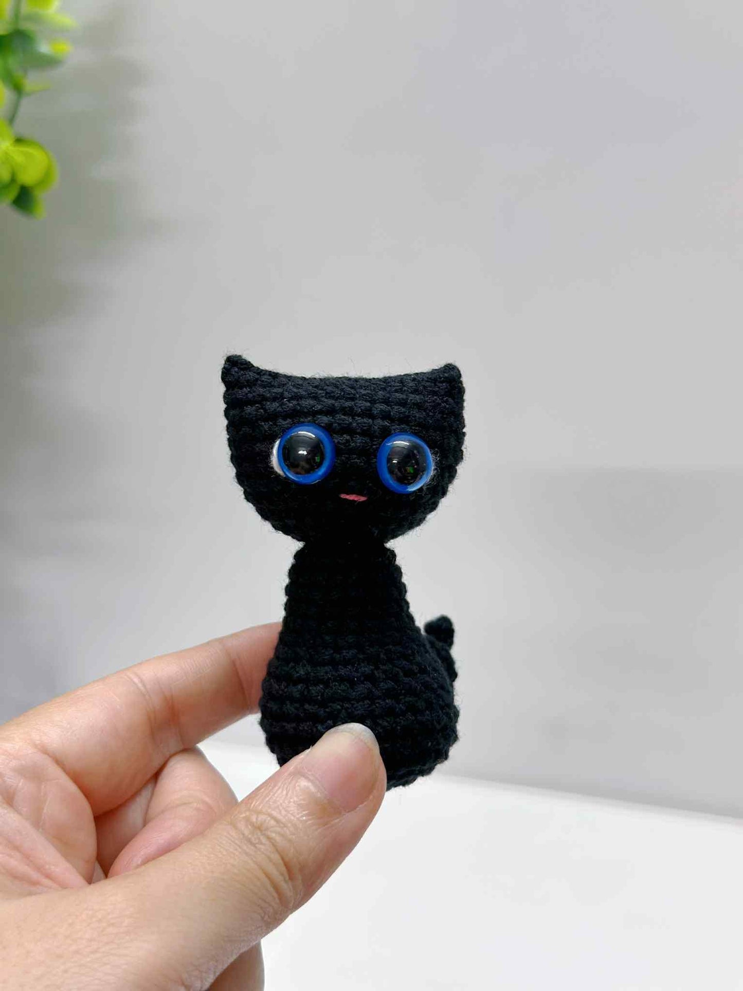 Crochet Halloween Doll with Black Cat: Handmade Amigurumi Plush, Blue-Haired Raincoat Girl, Yellow Raincoat Girl Doll
