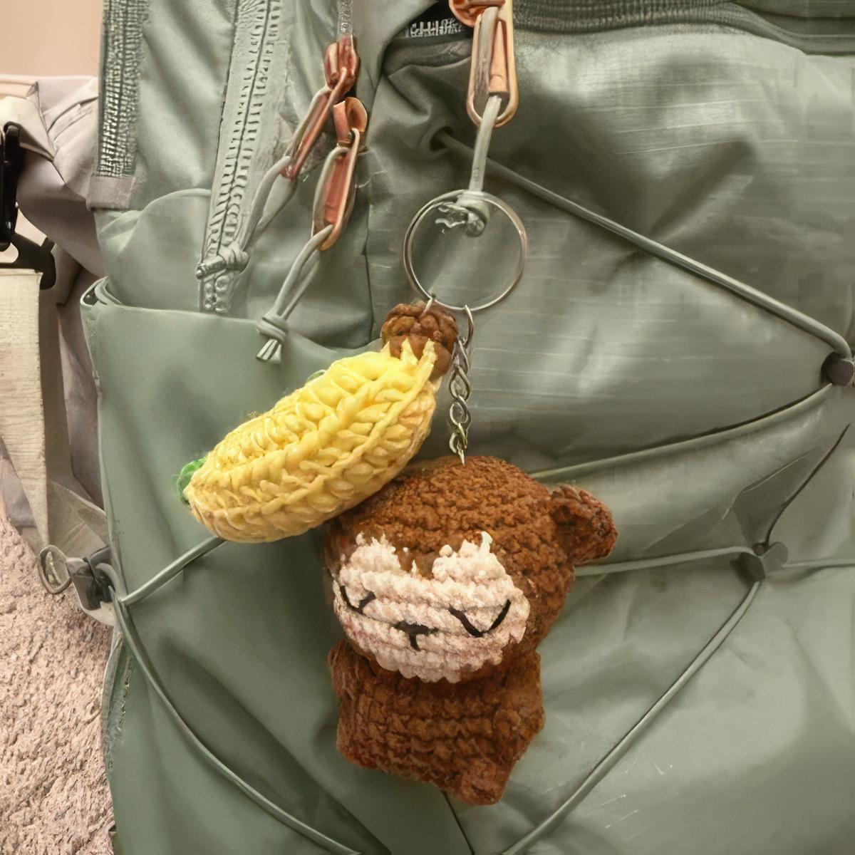 Crochet Monkey With Banana Keychain, Crochet Baby Monkey Keychain,Amigurumi Monkey, Crochet Monkey, Monkey Cute Gifts, Crochet Keychain