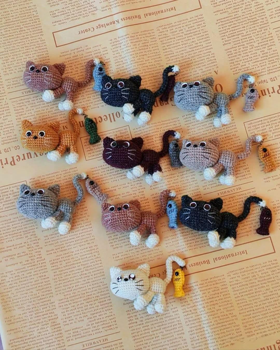 Cute Crochet Cat Keychain, Handmade Amigurumi Cat Plush, Mini Cat Charm, Cat Lover Gift, Kawaii Crochet Animal