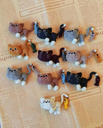 Cute Crochet Cat Keychain, Handmade Amigurumi Cat Plush, Mini Cat Charm, Cat Lover Gift, Kawaii Crochet Animal