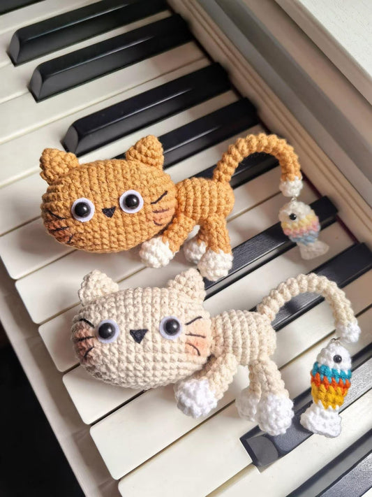 Cute Crochet Cat Keychain, Handmade Amigurumi Cat Plush, Mini Cat Charm, Cat Lover Gift, Kawaii Crochet Animal
