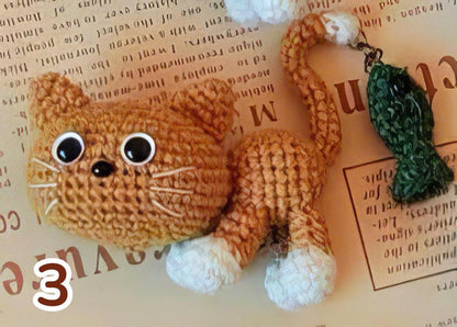 Cute Crochet Cat Keychain, Handmade Amigurumi Cat Plush, Mini Cat Charm, Cat Lover Gift, Kawaii Crochet Animal
