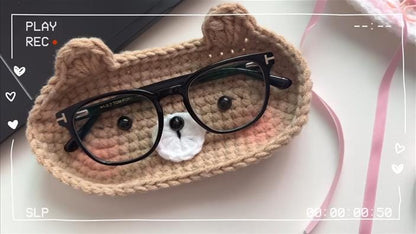 Crochet Bunny, Bear, Kitty Glasses Holder: Acrylic Yarn Bear Eyeglass Tray, Crochet Glasses Holder