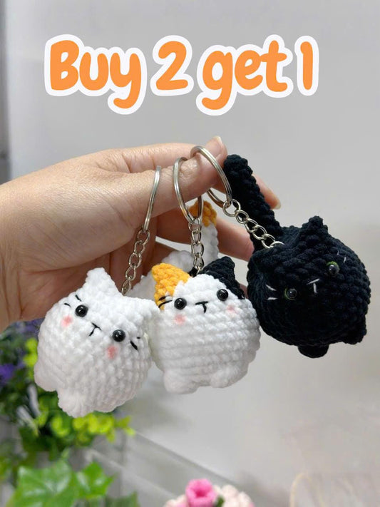 Crochet mini cat keychain, Cute Gift for Cat Lovers, Crochet Cat Stuffed Animal ,soft chubby kitty, Car Keyring, Bag Decoration, Amigurumi