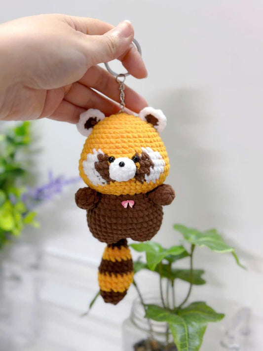 Cute Crochet Raccoon Keychain, Handmade Amigurumi Raccoon Plush, Kawaii Animal Keyring, Bag Charm, Gift for Raccoon Lovers, Crochet Keychain