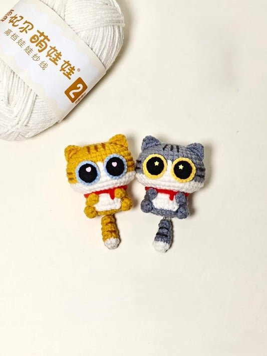 Cute Crochet Baby Cat Plush, Handmade Amigurumi Cute Cat, Kawaii Mini Plush Toy, Animal Keychain, Gift for CatLovers, Crochet Cat