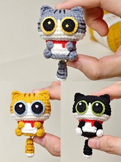 Cute Crochet Baby Cat Plush, Handmade Amigurumi Cute Cat, Kawaii Mini Plush Toy, Animal Keychain, Gift for CatLovers, Crochet Cat