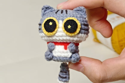 Cute Crochet Baby Cat Plush, Handmade Amigurumi Cute Cat, Kawaii Mini Plush Toy, Animal Keychain, Gift for CatLovers, Crochet Cat
