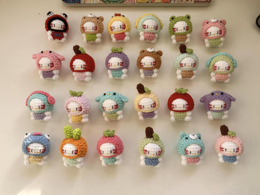 Cute Crochet Kitty Cosplay Plush, Handmade Amigurumi Cat Keychain, Kawaii Mini Plush Toy, Animal Costume Kitty, Gift for Cat Lovers