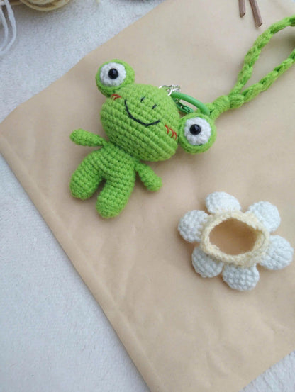 Cute Crochet Frog Keychain – Kawaii Amigurumi Frog Plush – Handmade Frog Bag Charm – Small Animal Gift – Frog Lover Present