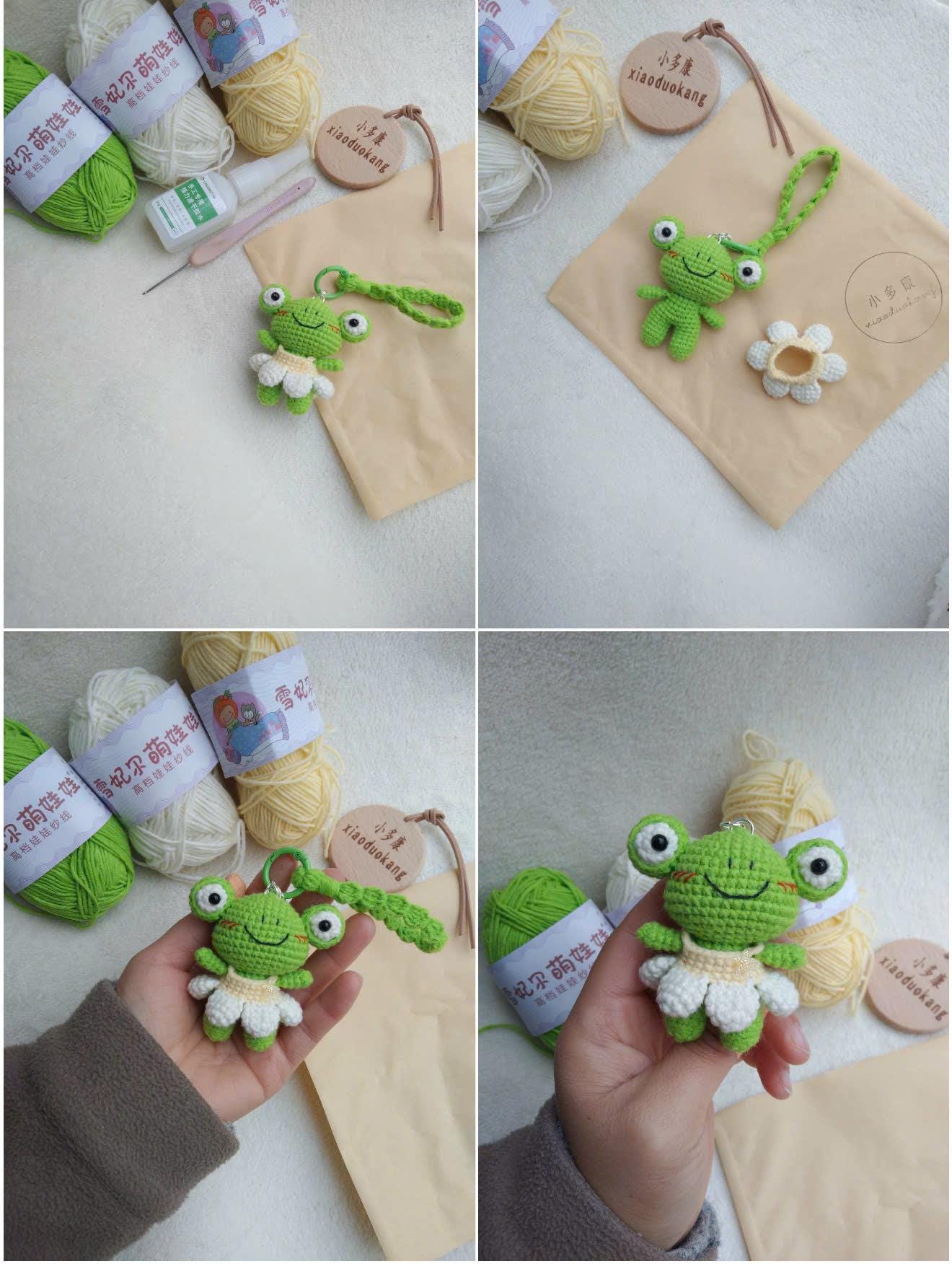 Cute Crochet Frog Keychain – Kawaii Amigurumi Frog Plush – Handmade Frog Bag Charm – Small Animal Gift – Frog Lover Present