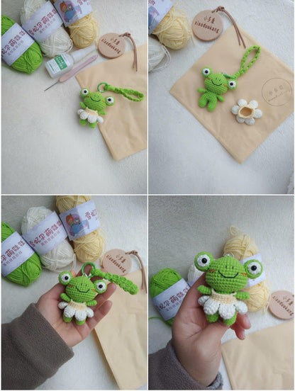 Cute Crochet Frog Keychain – Kawaii Amigurumi Frog Plush – Handmade Frog Bag Charm – Small Animal Gift – Frog Lover Present