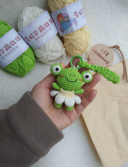 Cute Crochet Frog Keychain – Kawaii Amigurumi Frog Plush – Handmade Frog Bag Charm – Small Animal Gift – Frog Lover Present