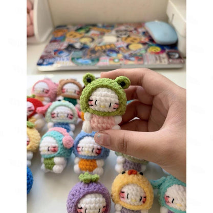 Cute Crochet Kitty Cosplay Plush, Handmade Amigurumi Cat Keychain, Kawaii Mini Plush Toy, Animal Costume Kitty, Gift for Cat Lovers