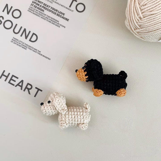 Mini Crochet Dog Plush Keychain – Cute Amigurumi Puppy – Handmade Small Dog Toy – Kawaii Desk Decor – Gift for Dog Lover