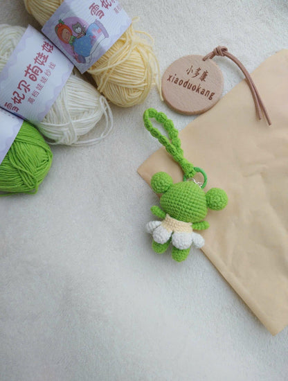 Cute Crochet Frog Keychain – Kawaii Amigurumi Frog Plush – Handmade Frog Bag Charm – Small Animal Gift – Frog Lover Present