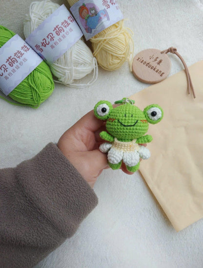 Cute Crochet Frog Keychain – Kawaii Amigurumi Frog Plush – Handmade Frog Bag Charm – Small Animal Gift – Frog Lover Present