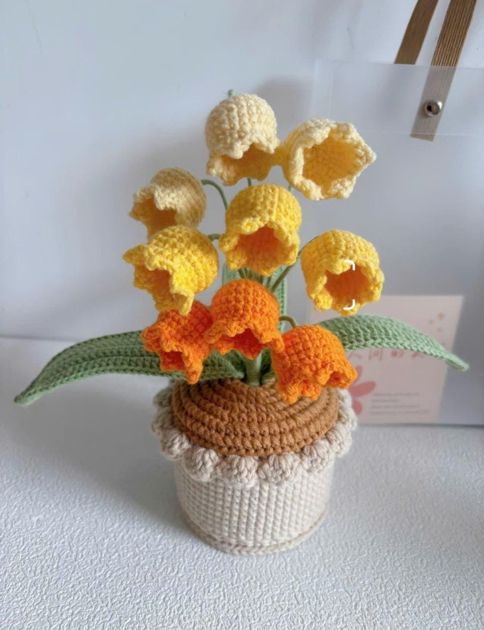 Crochet Lily of the Valley Flowers – Handmade Crochet Flower Pot – Amigurumi Floral Decor, Cute Desk Decor – Gift for Her, Mother's Day Gift