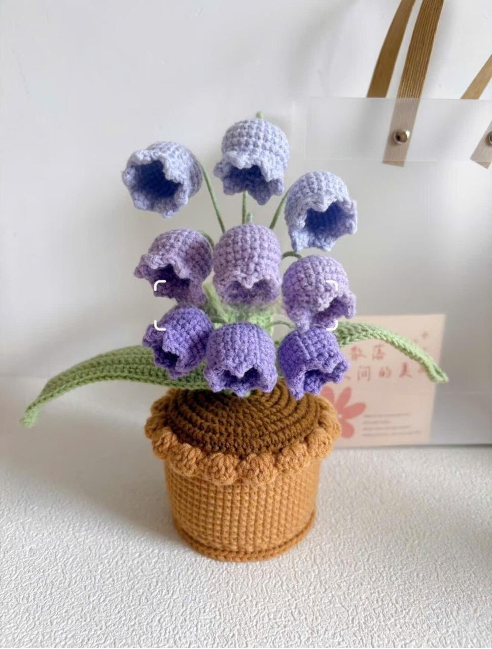 Crochet Lily of the Valley Flowers – Handmade Crochet Flower Pot – Amigurumi Floral Decor, Cute Desk Decor – Gift for Her, Mother's Day Gift