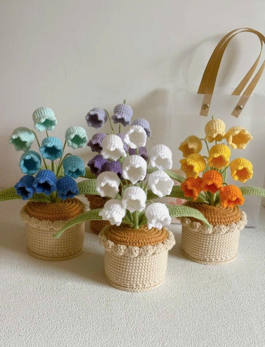 Crochet Lily of the Valley Flowers – Handmade Crochet Flower Pot – Amigurumi Floral Decor, Cute Desk Decor – Gift for Her, Mother's Day Gift