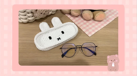Crochet Bunny, Bear, Kitty Glasses Holder: Acrylic Yarn Bear Eyeglass Tray, Crochet Glasses Holder