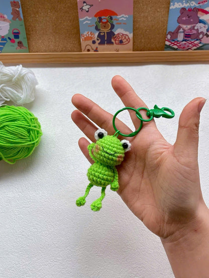 Cute Handmade Crochet Frog Plushie Keychain, Amigurumi Frog Doll, Cute Animal Toy, Frog Lovers, Froggy Crochet, Knitted Frog, Gift For Her