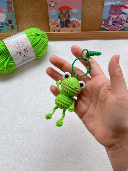 Cute Handmade Crochet Frog Plushie Keychain, Amigurumi Frog Doll, Cute Animal Toy, Frog Lovers, Froggy Crochet, Knitted Frog, Gift For Her