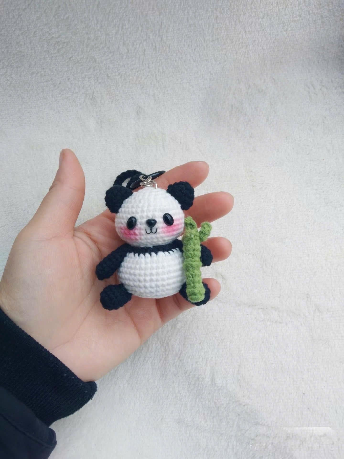 Cute Crochet Panda Keychain, Amigurumi Panda Charm, Kawaii Panda Plush Keyring, Handmade Animal Gift, Bag Charm Accessory, Crochet Keychain