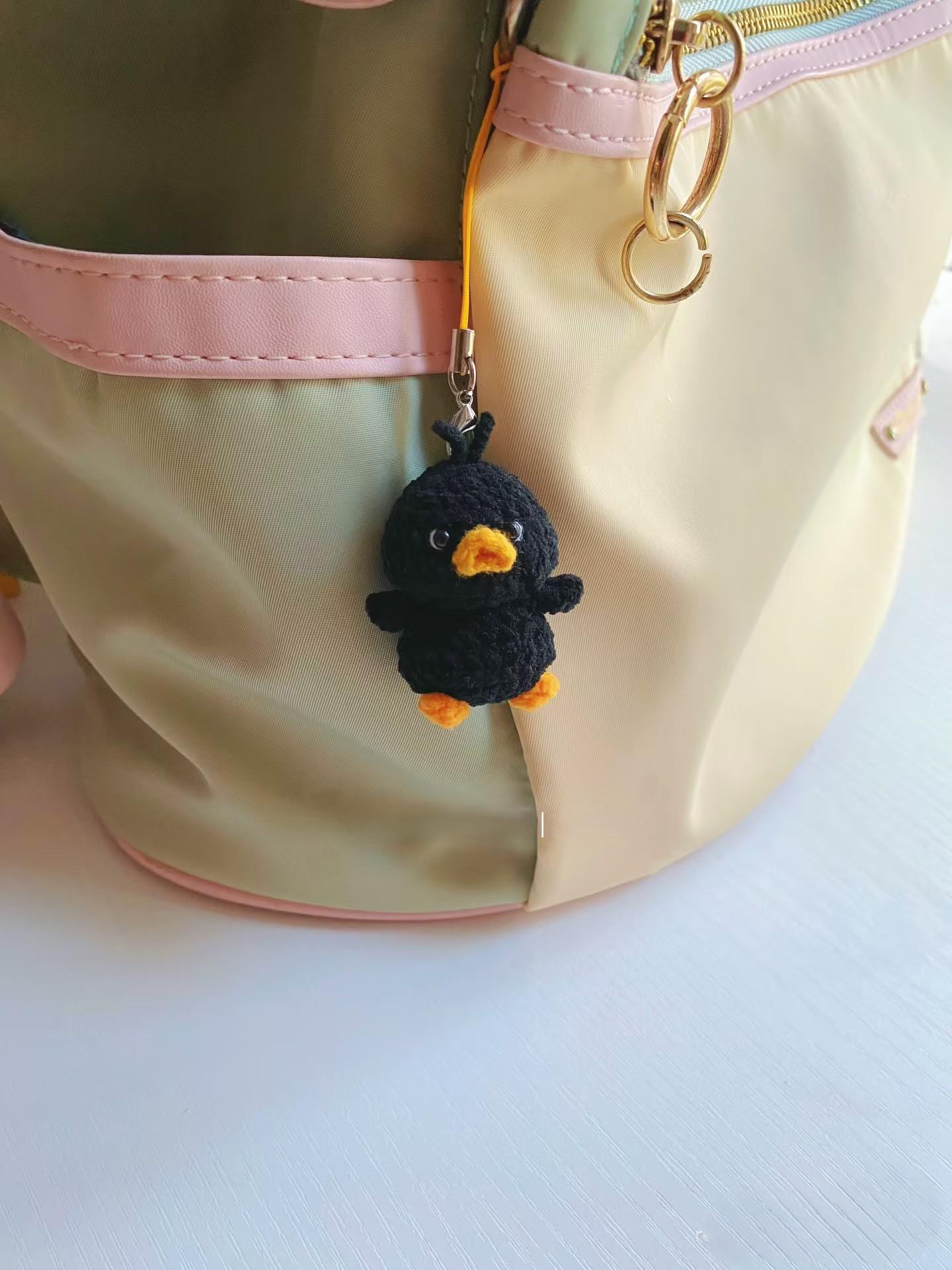 Cute Crochet Black Duck Keychain, Amigurumi Duck Charm, Kawaii Duck Keyring, Handmade Animal Bag Charm, Cute Gift Idea, Crochet Keychain