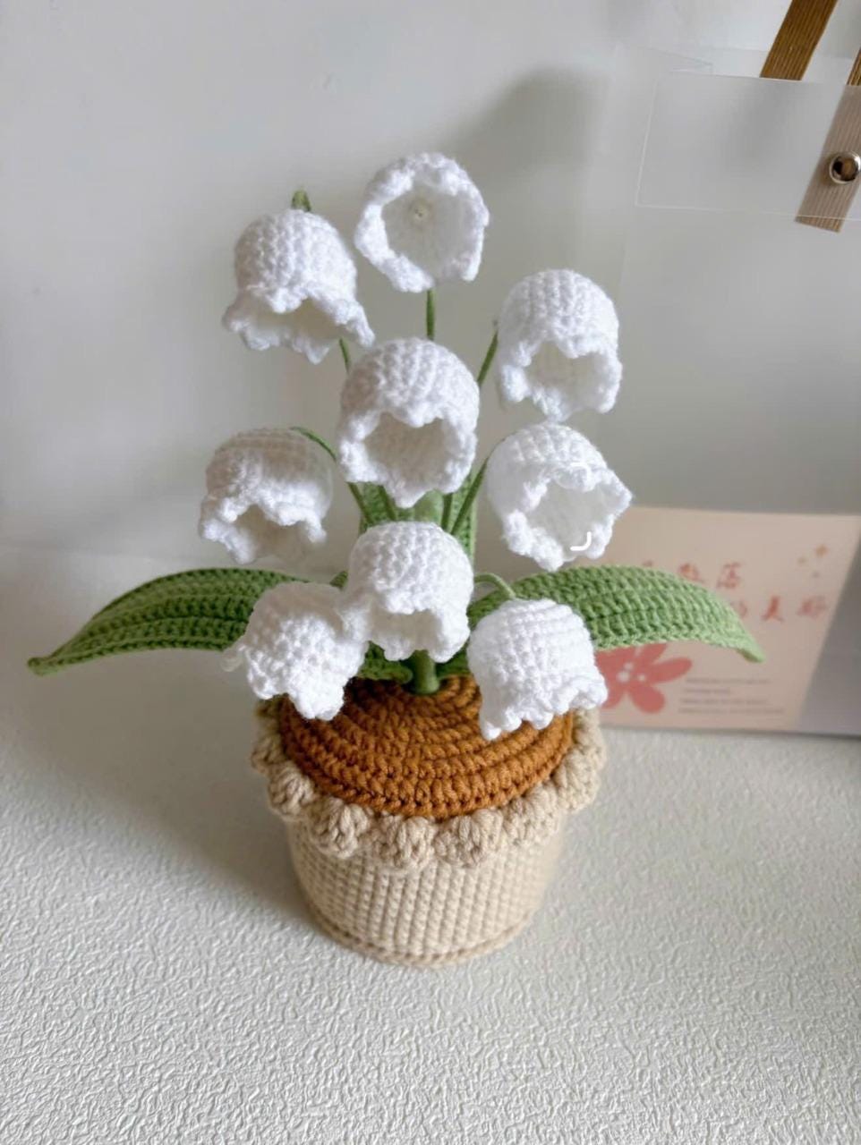 Crochet Lily of the Valley Flowers – Handmade Crochet Flower Pot – Amigurumi Floral Decor, Cute Desk Decor – Gift for Her, Mother's Day Gift