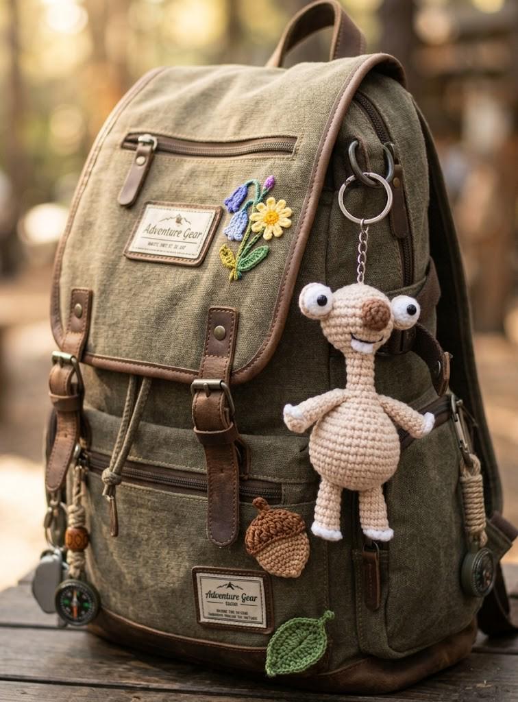 Sid the Sloth Amigurumi, Crochet Sloth, Ice Age Character Crochet, Gift For Her, Bag Charm, Long Neck Sloth, Crochet Sid Keychain, Sid Lover